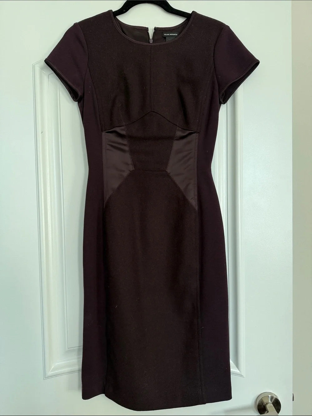 club monaco ponte knit dress NWT Club Monaco Green/Grey Polished Ponte Knit Dress Slvls Keyhole Stripes  Sz 8